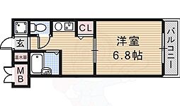 アーバン鳥飼 1Kの間取図画像