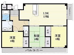 グランドール山口 3LDKの間取図画像