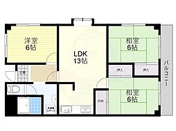 エザンス南茨木 3LDKの間取図画像