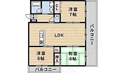 セゾンボナール 3LDKの間取図画像