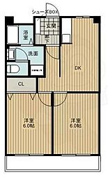 パークハイツミシマ 2DKの間取図画像