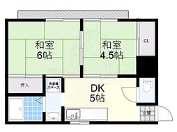 ハイツフローラ 2DKの間取図画像