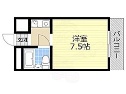 OMRESIDENCE茨木追手門前 1Kの間取図画像