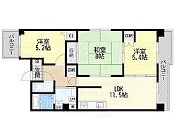 シャトーベルコリーヌ 3LDKの間取図画像