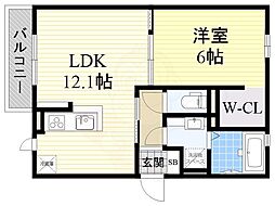 ソフィアコート鳥飼A 1LDKの間取図画像