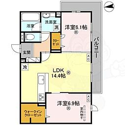 D-residence南茨木II 2LDKの間取図画像