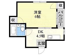 岡優マンション 1DKの間取図画像