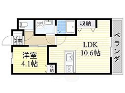 エトワール新在家 1LDKの間取図画像
