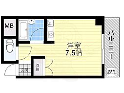 ターキーハイツ ワンルームの間取図画像