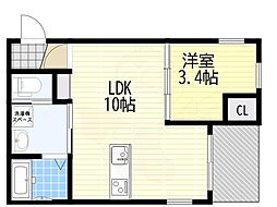 ボヌール千里丘 1LDKの間取図画像