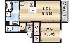 シャルム総持寺 1LDKの間取図画像