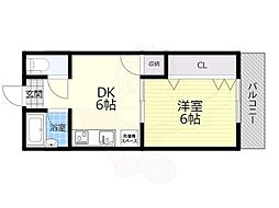 ヴェール摂津 1DKの間取図画像