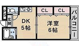 茨木ロイヤル 1DKの間取図画像