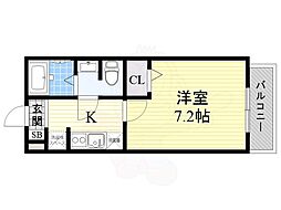 エスポアールB 1Kの間取図画像