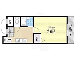 コアティーPart1 1Kの間取図画像