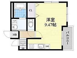 銀杏ホール ワンルームの間取図画像