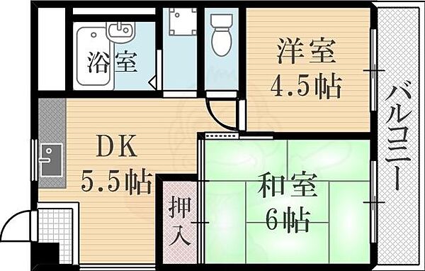 中尾ビル ｜兵庫県西宮市室川町(賃貸マンション2DK・3階・36.40㎡)の写真 その2