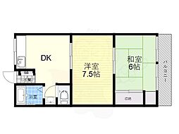 アスエ小松マンション 2DKの間取図画像