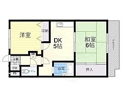 フローレンス西宮1 2DKの間取図画像