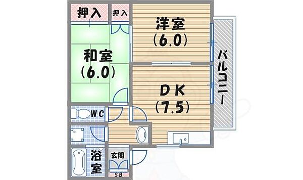 クラスター626 ｜兵庫県西宮市中殿町(賃貸アパート2DK・1階・40.00㎡)の写真 その2