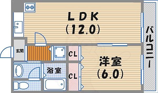 ラピス ｜兵庫県西宮市林田町(賃貸マンション1LDK・2階・40.00㎡)の写真 その2