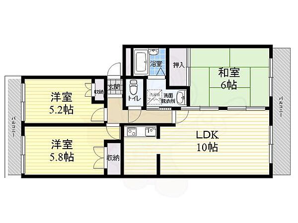 ソレーユ西宮 ｜兵庫県西宮市門戸東町(賃貸マンション3LDK・2階・66.27㎡)の写真 その2