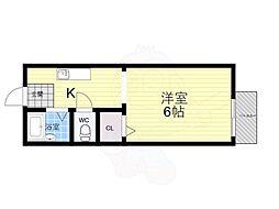 エスポワール岡田 1Kの間取図画像