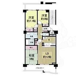 KDXレジデンス夙川ヒルズ5番館 3LDKの間取図画像