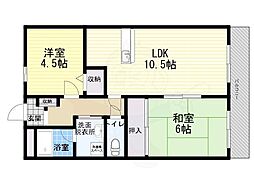 能登六番館WEST 2LDKの間取図画像