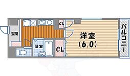 パールレジデンス2 1Kの間取図画像