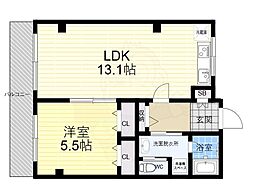 スペリオ芦屋 1LDKの間取図画像