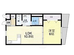 パラツィーナエスタ仁川 1LDKの間取図画像