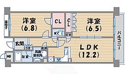 甲子園六石町ハイツ 2LDKの間取図画像