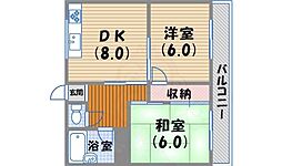 ウエストハイツ 2DKの間取図画像