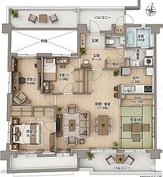 オーガスタコート夙川 4LDKの間取図画像