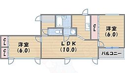 サンロイヤル神垣 2LDKの間取図画像