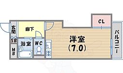 ハイネス門戸 ワンルームの間取図画像
