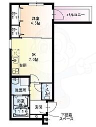 西宮市鳴尾町1丁目アパート 1DKの間取図画像