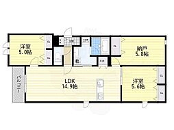 Vivre3苦楽園 2SLDKの間取図画像