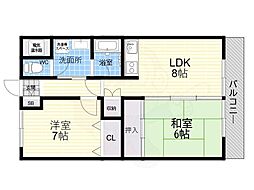 小玉ハイツ 2LDKの間取図画像
