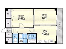 スカイコート 2DKの間取図画像