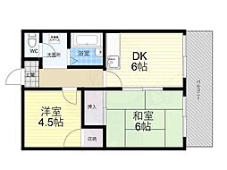 レークヒル・1 2DKの間取図画像