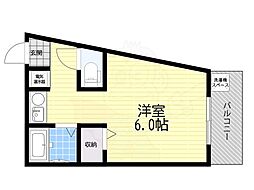 仁川ロイヤルハイツ 1Kの間取図画像