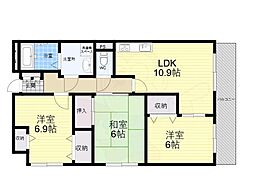 グランツ岡本7 3LDKの間取図画像