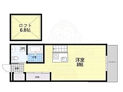 C4Koshieneast ワンルームの間取図画像