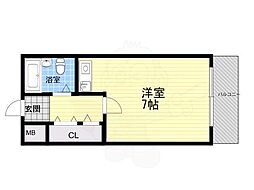 ユニテソリステ鳴尾 ワンルームの間取図画像