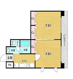 キャッスルプラザ甲子園アネックス 2Kの間取図画像