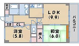 クレマンス甲東園 2LDKの間取図画像