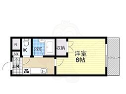 エクレ西宮 1Kの間取図画像