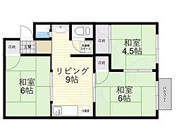 ビューハイツ土師 3DKの間取図画像